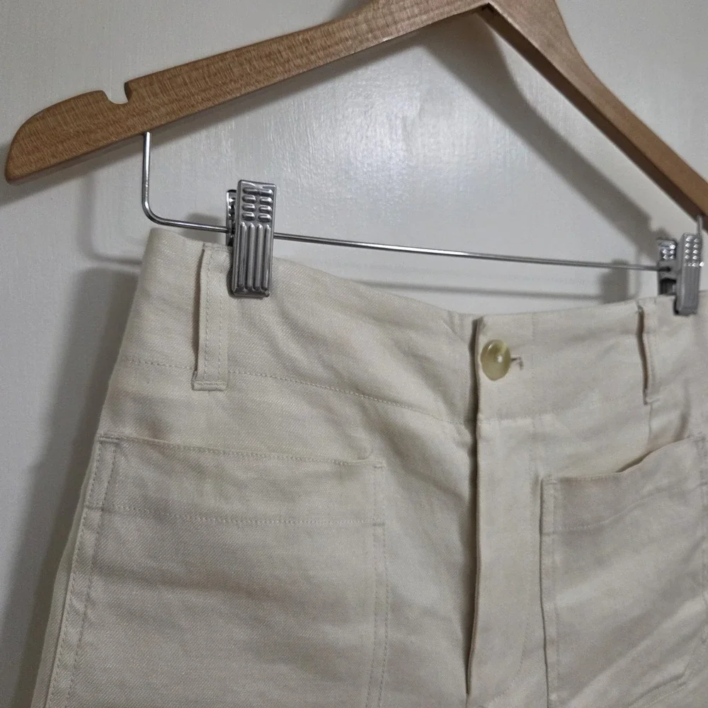 Maeve Anthropologie The Colette Cream Ivory Linen Blend Shorts Womens Size 26 - Picture 3 of 11